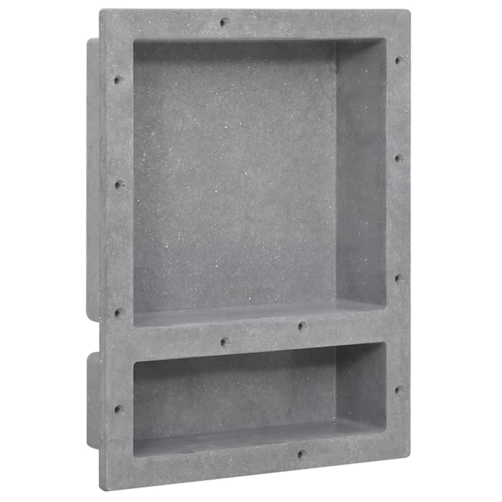 vidaXL Niša za tuš kabino z 2 predelkoma mat siva 41x51x10 cm-image-8720286802823