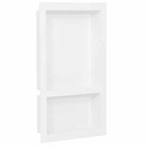 Niša za tuš kabino z 2 predelkoma visok sijaj bela 41x69x9 cm