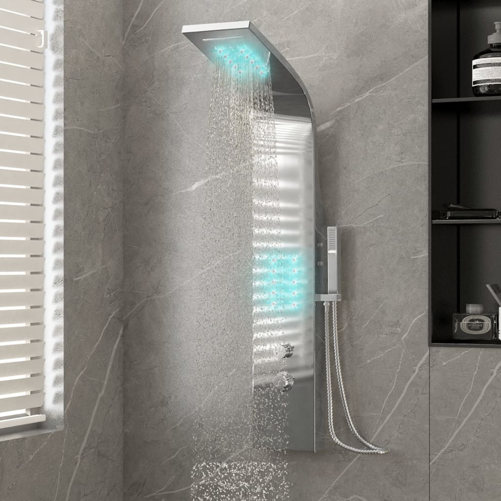 vidaXL Sistem panou de duș curbat, oțel inoxidabil vidaXL