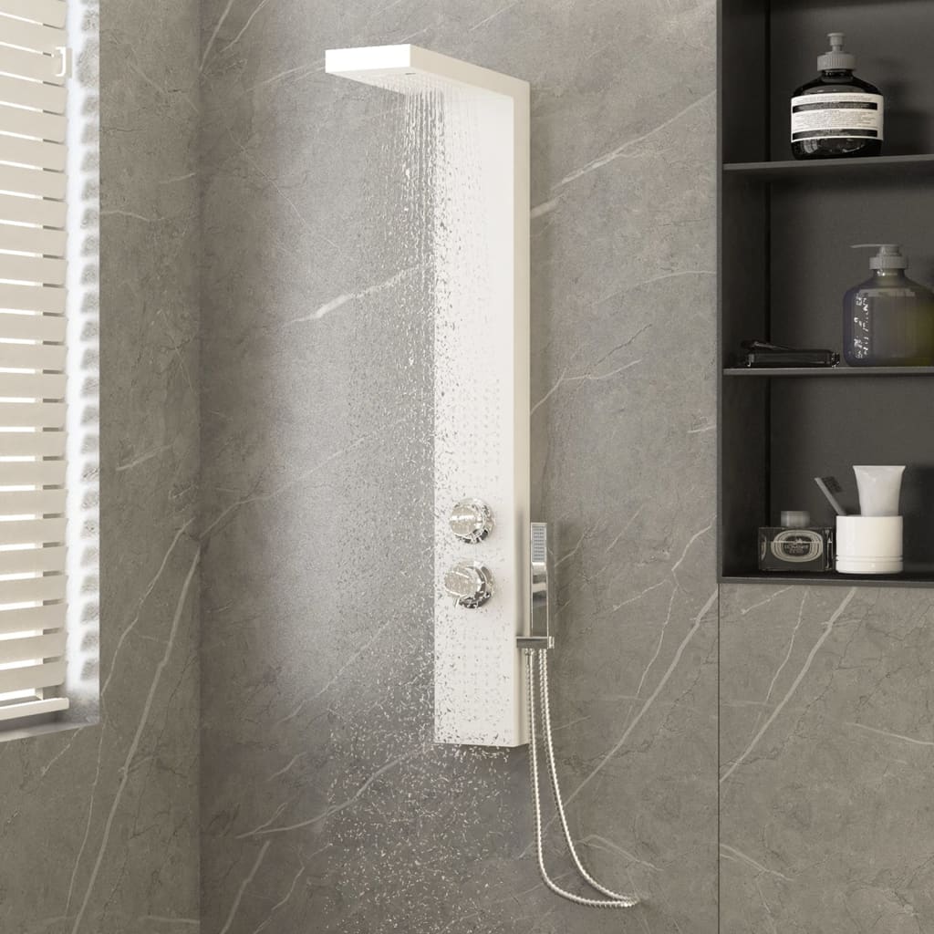 vidaXL Sistem panou de duș din aluminiu, alb vidaXL