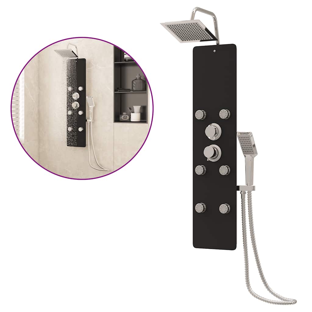 Panel Ducha De Vidrio 25x47,5x130 Cm Negro VidaXL 13 width=274