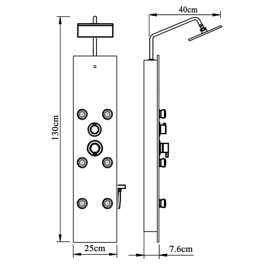 Panel Ducha De Vidrio 25x47,5x130 Cm Negro VidaXL 20 width=274