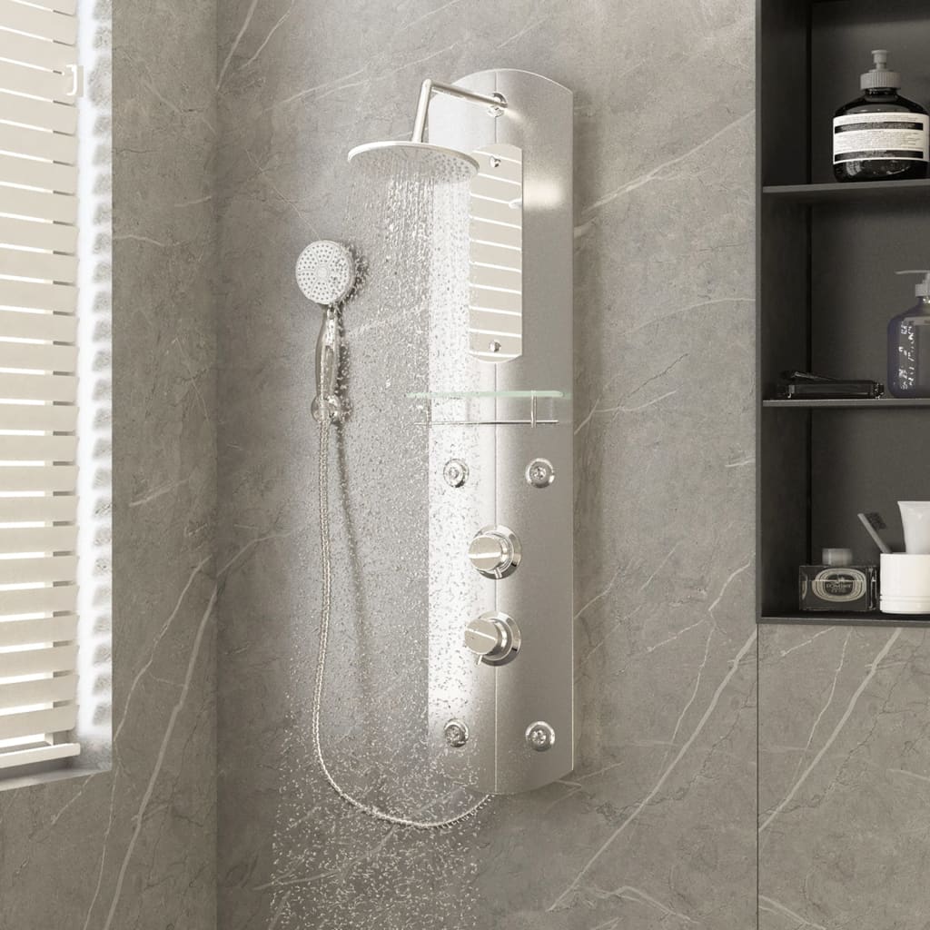 vidaXL Unitate panou de duș, arginitiu, 25x43x110 cm vidaxl.ro