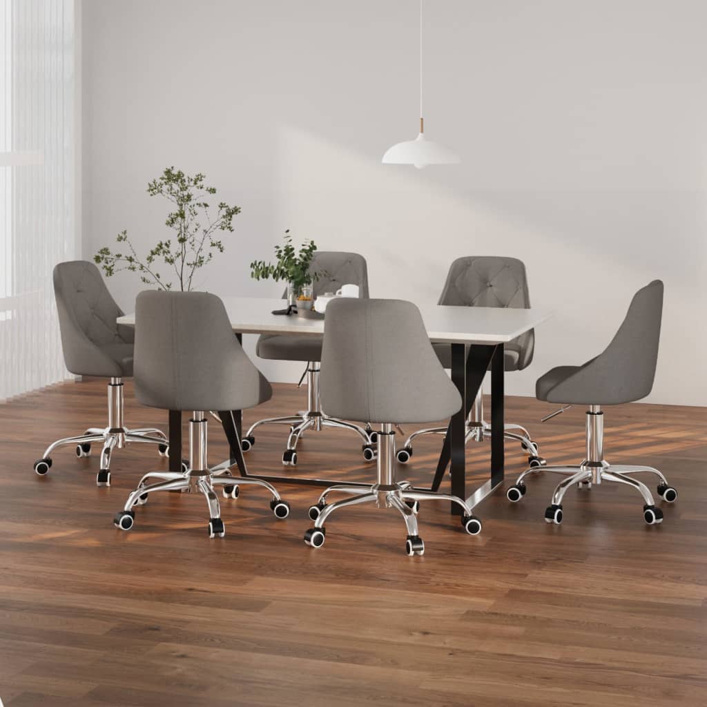 Scaune de bucătărie pivotante, 6 buc., gri închis, textil