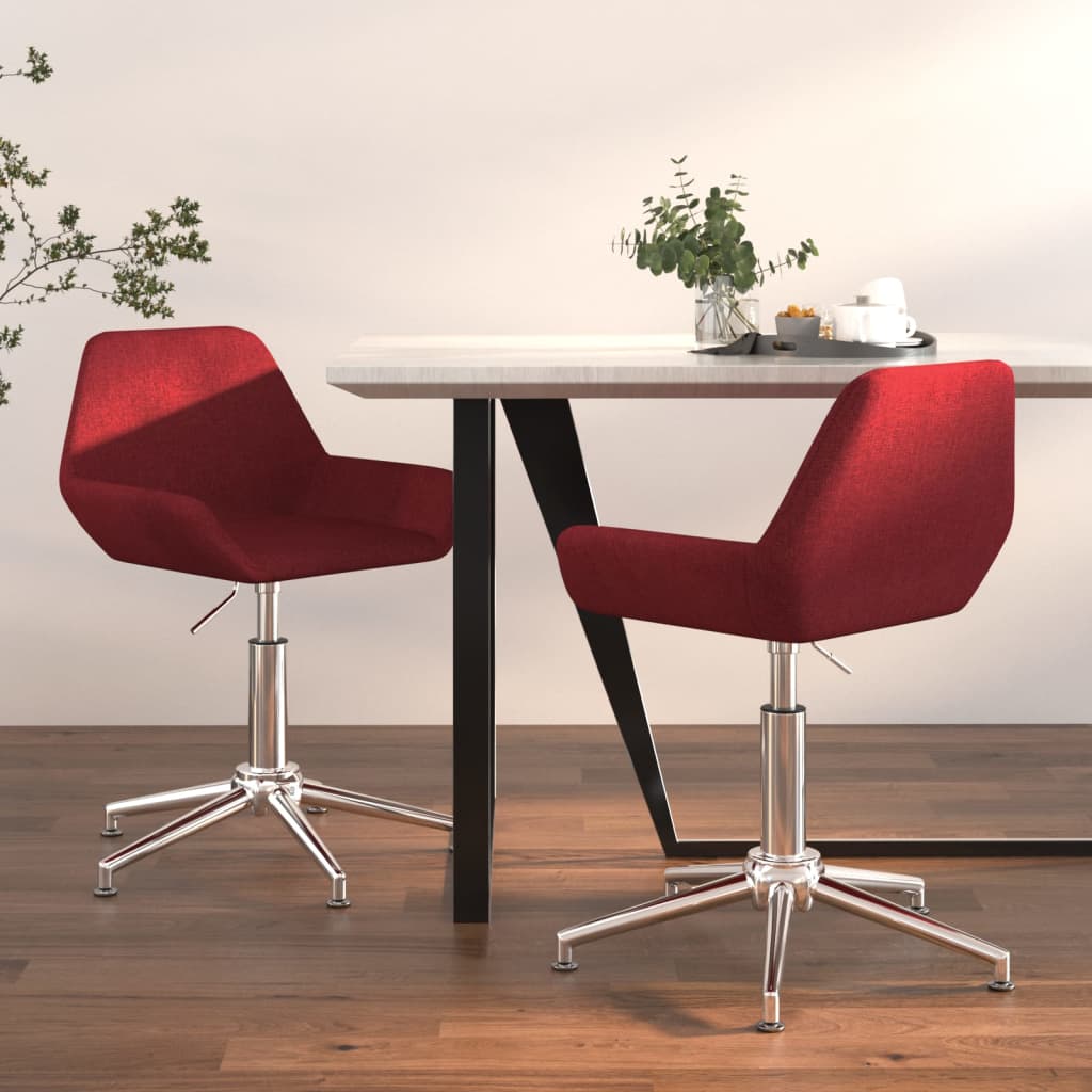 Chaises pivotantes à manger lot de 2 Rouge bordeaux Tissu