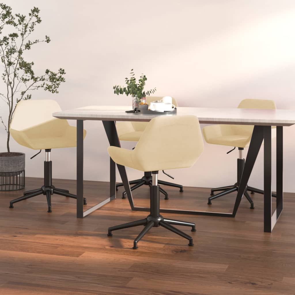 Scaune de masă pivotante, 4 buc., crem, catifea