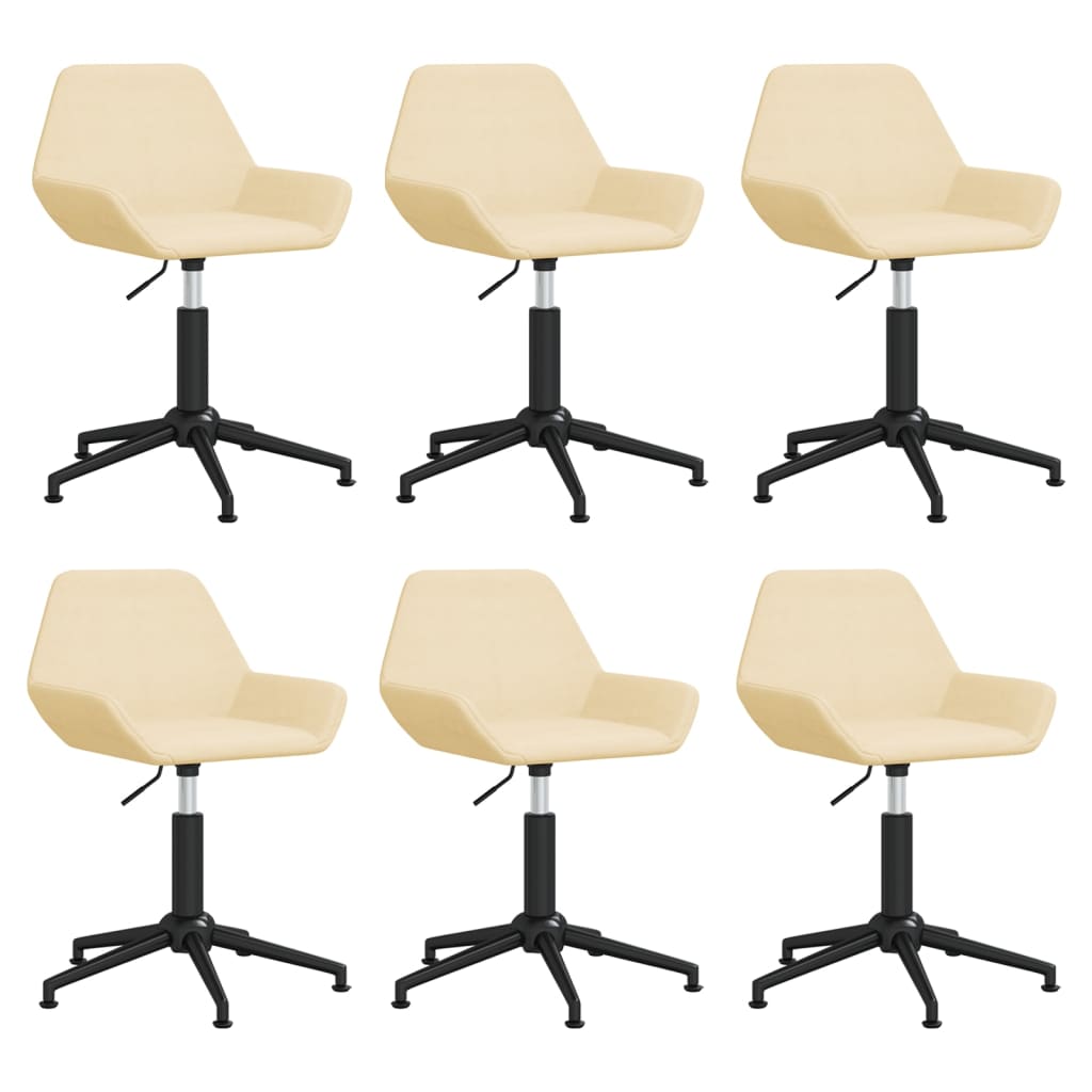 Scaune de sufragerie pivotante 6 buc, crem, catifea