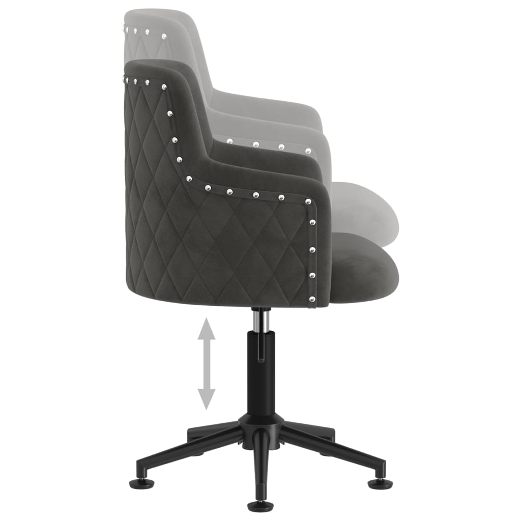 Scaun de bucătărie pivotant, gri închis, catifea