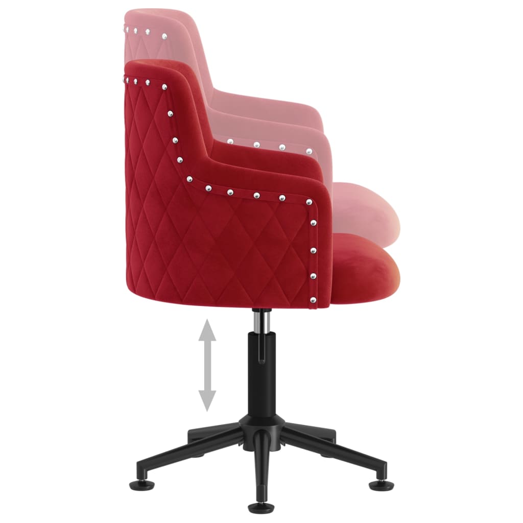 Scaun de bucătărie pivotant, roșu vin, catifea