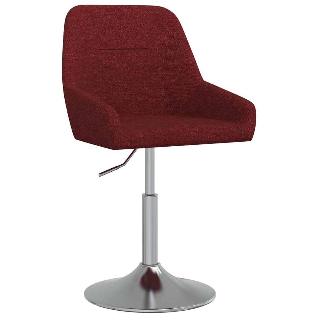 vidaXL Obrotowe krzesło stołowe, winna czerwień, obite tkaniną