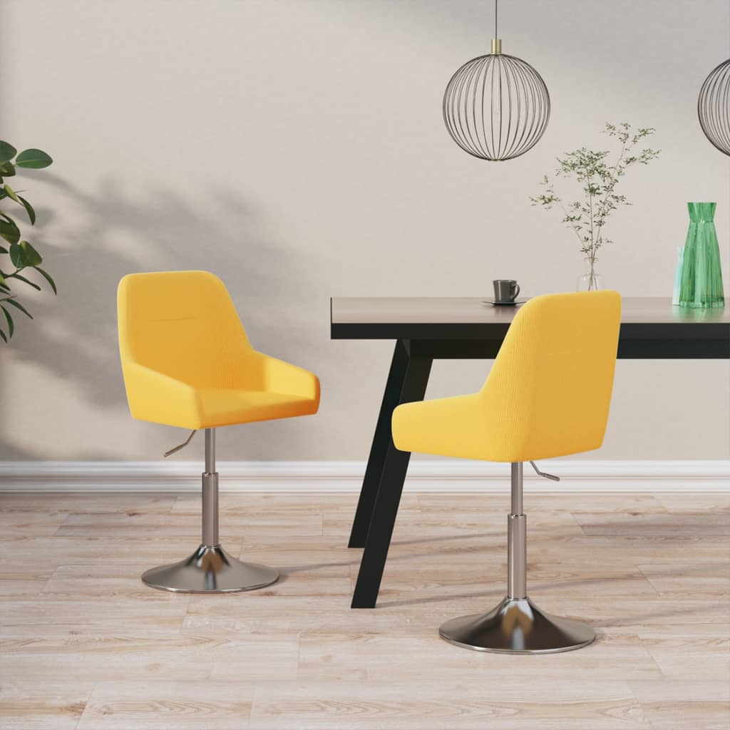 Otočné jídelní židle 2 ks hořčicově žluté textil