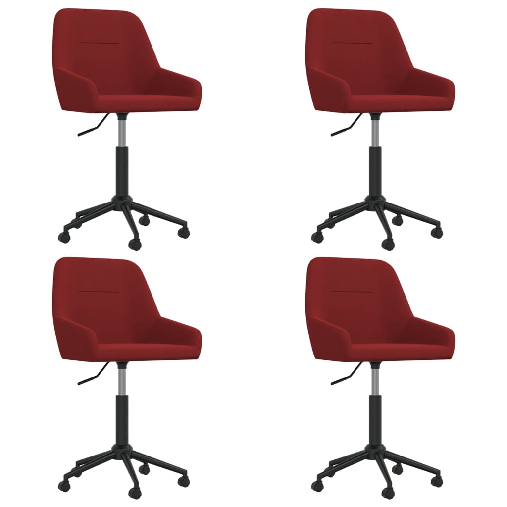 Scaune de masă pivotante, 4 buc., roșu vin, catifea