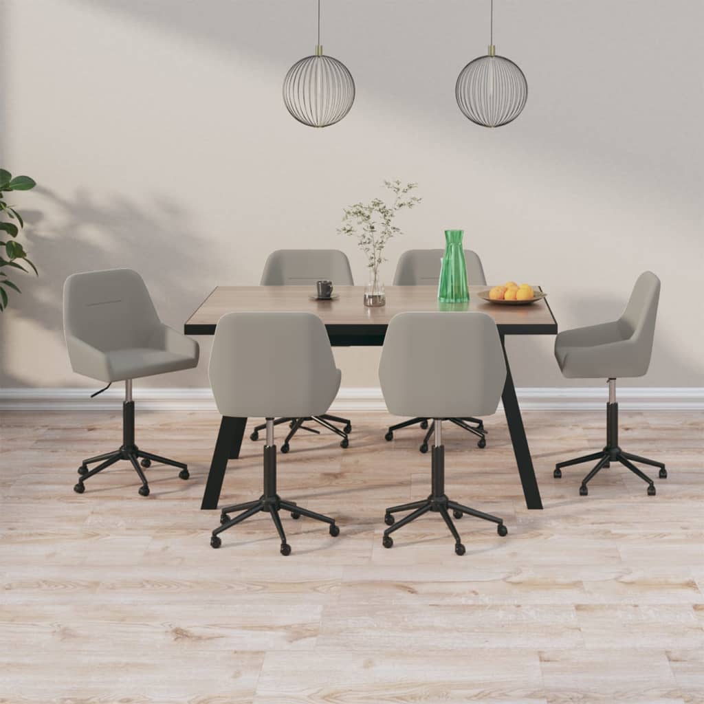 Scaune de sufragerie pivotante 6 buc, gri deschis, catifea
