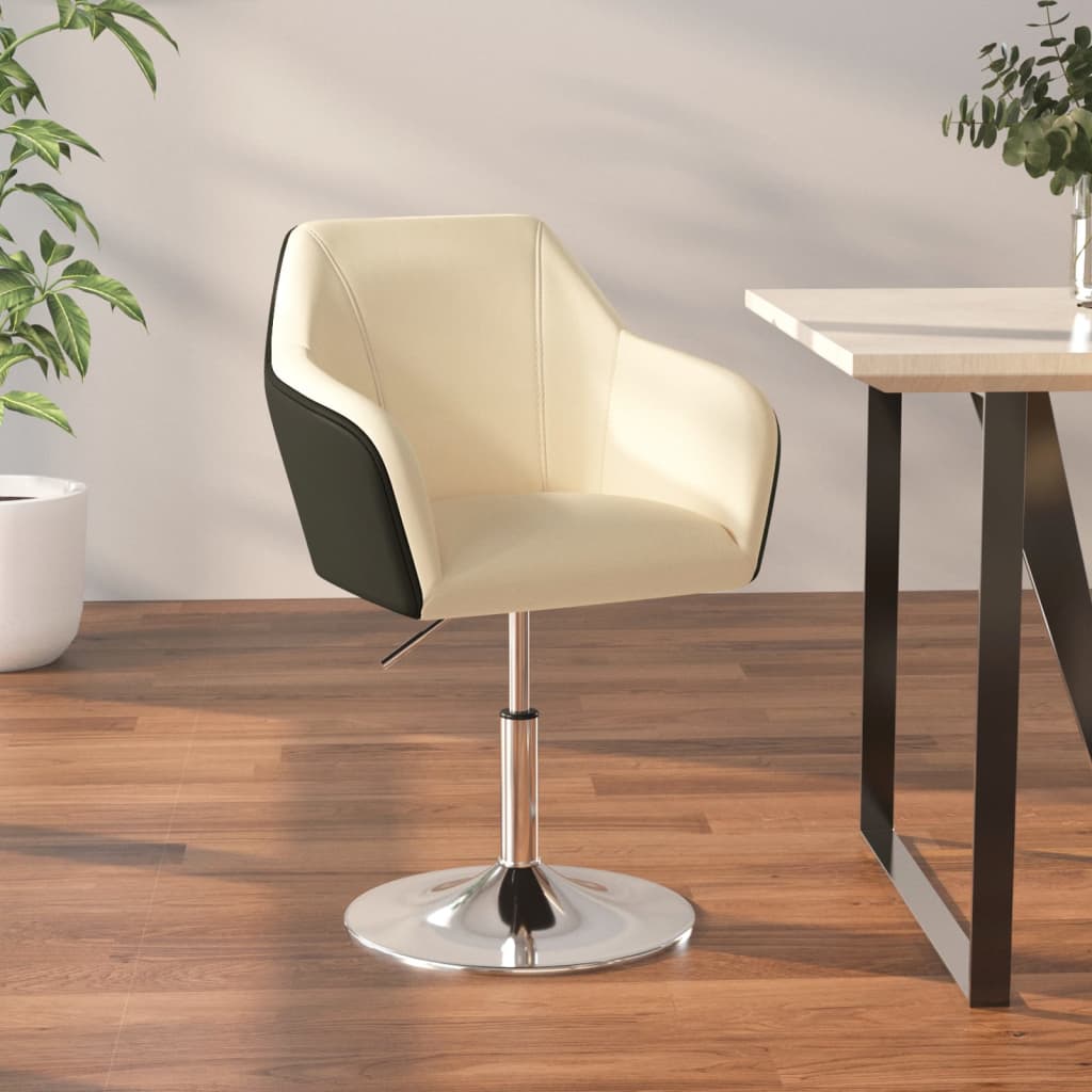 Valgomojo kėdė, kreminė ir juoda, dirbtinė oda (339500) | Stepinfit