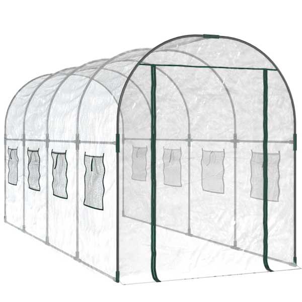 vidaXL kasvuhoone, l&auml;bipaistev, 160x400x190 cm, PVC ja teras
