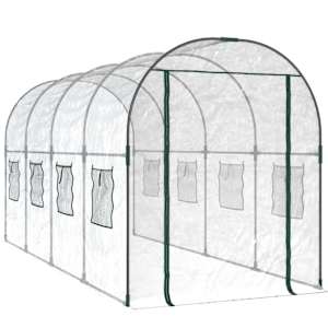 Skleník průhledný 160 x 400 x 190 cm PVC práškově lakovaná ocel - obrázek 2