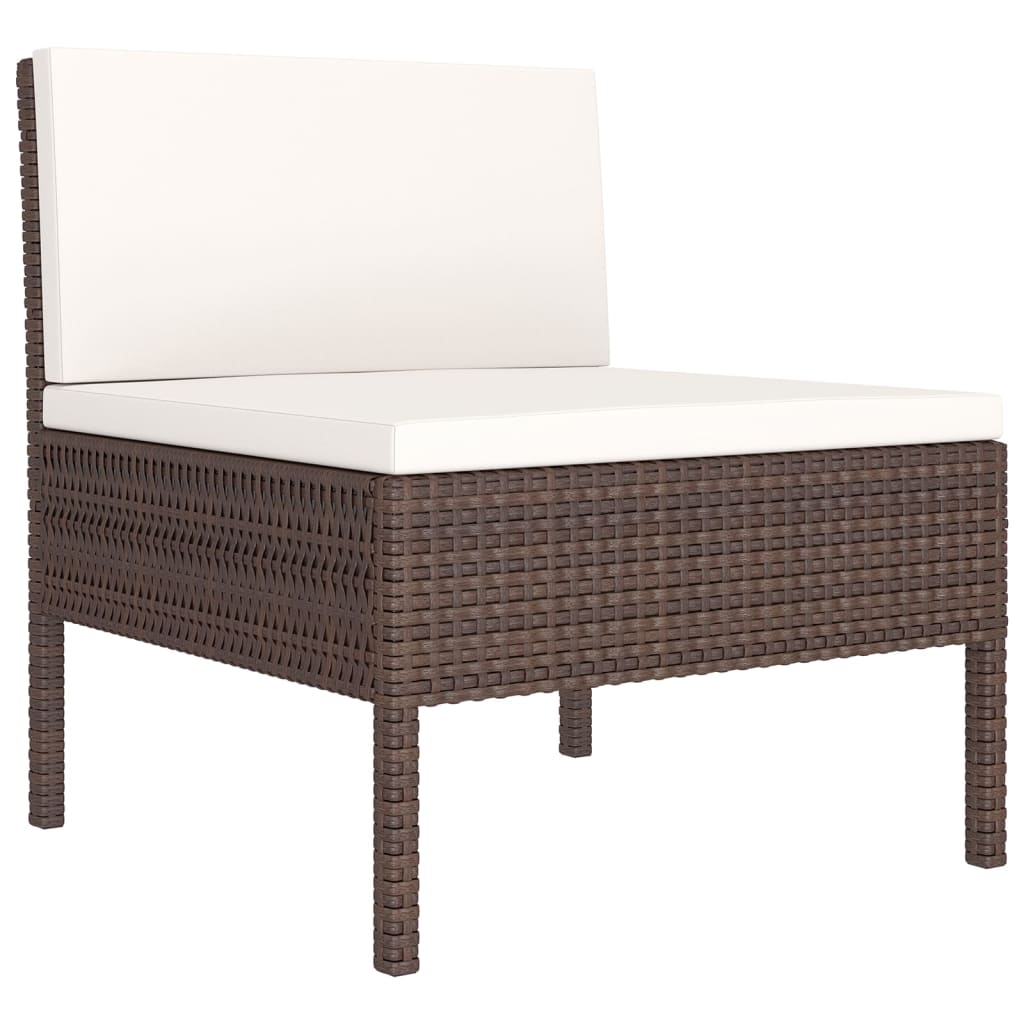 

vidaXL 6-delige Loungeset met kussens poly rattan bruin