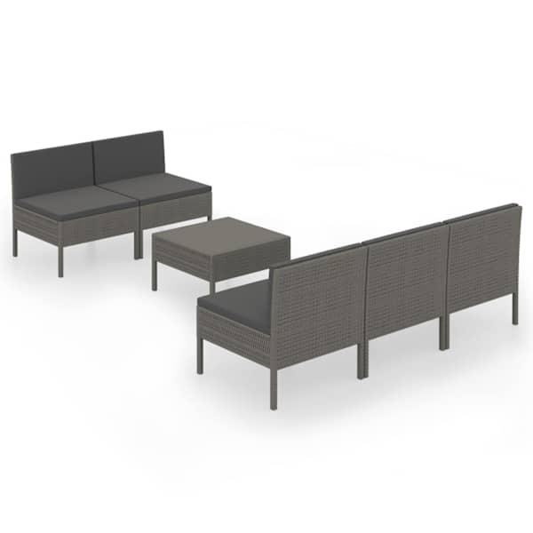 vidaXL 6-osaline aiam&ouml;&ouml;bli komplekt patjadega, pol&uuml;rotang, hall