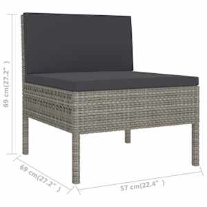 6dílná zahradní sedací souprava s poduškami polyratan šedá - obrázek 5