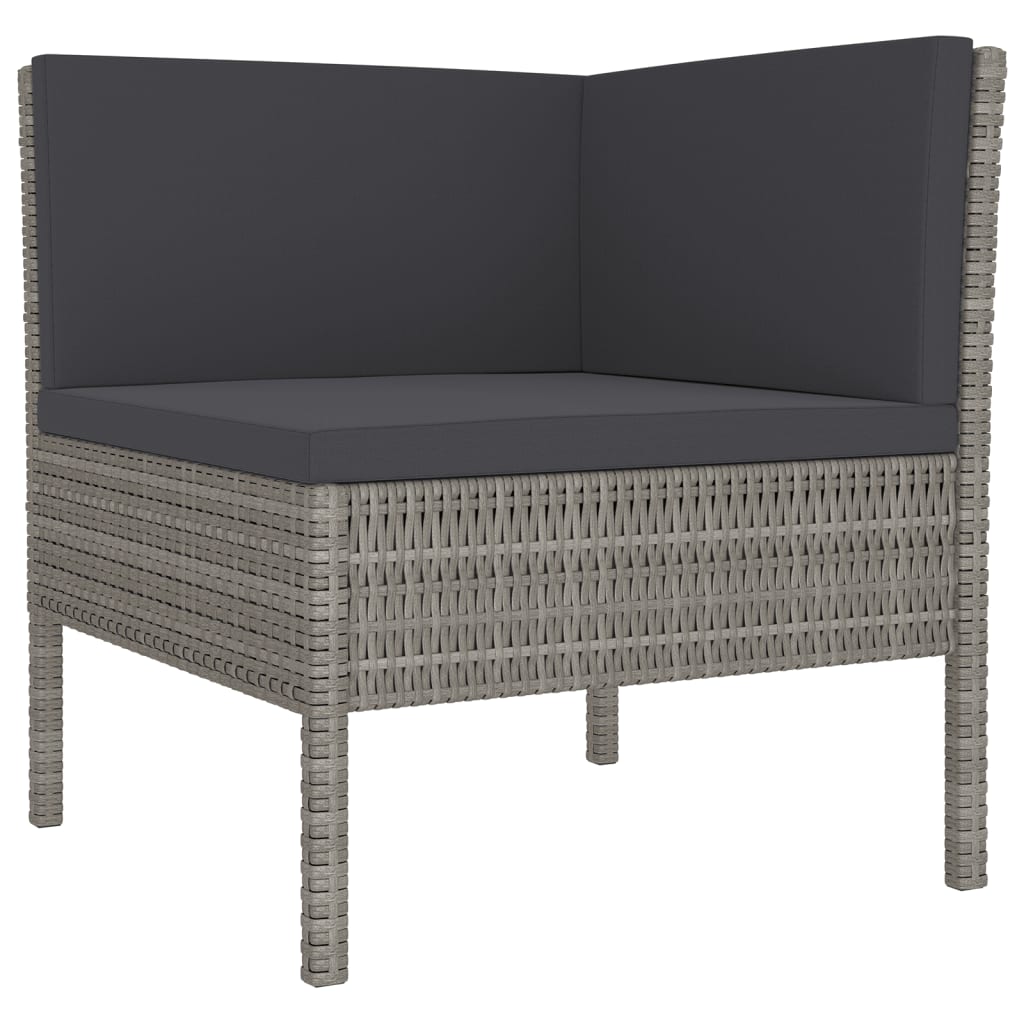 

vidaXL 5-delige Loungeset met kussens poly rattan grijs