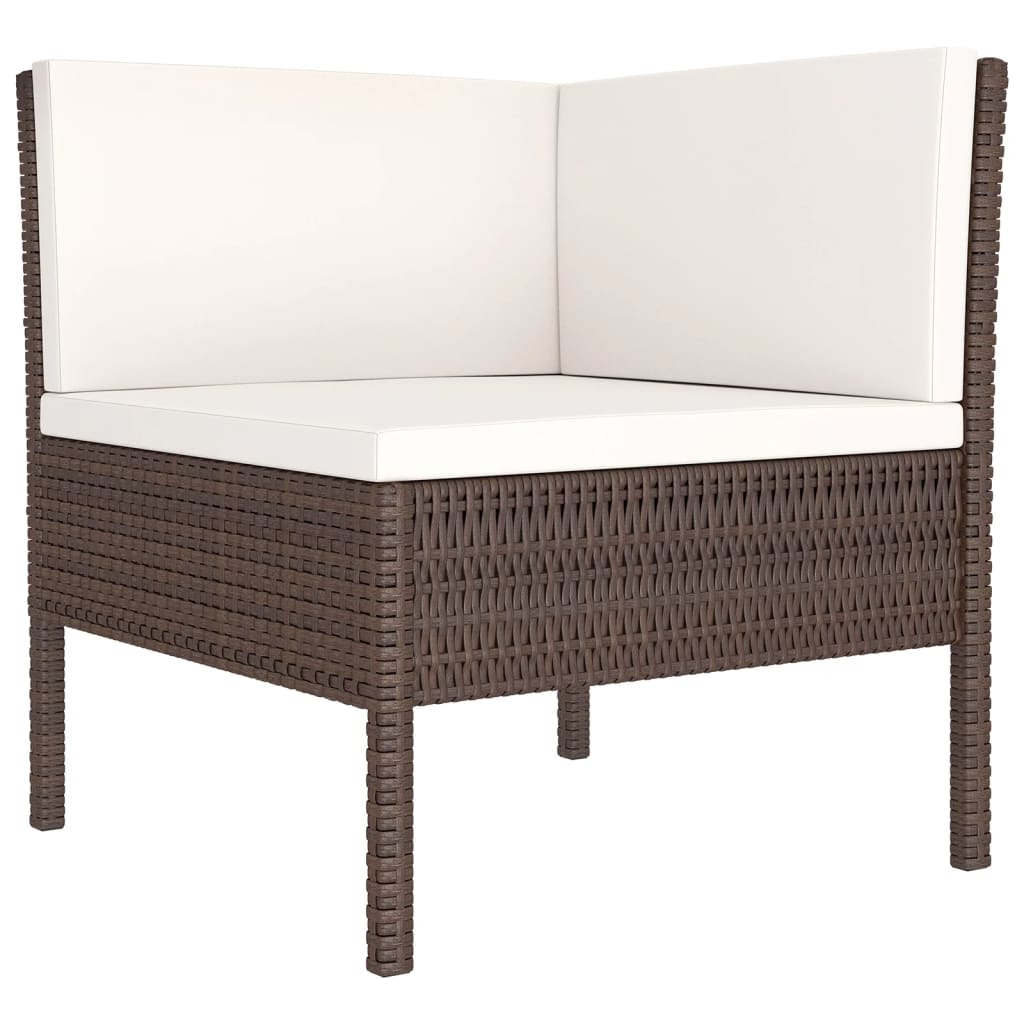 

vidaXL 6-delige Loungeset met kussens poly rattan bruin