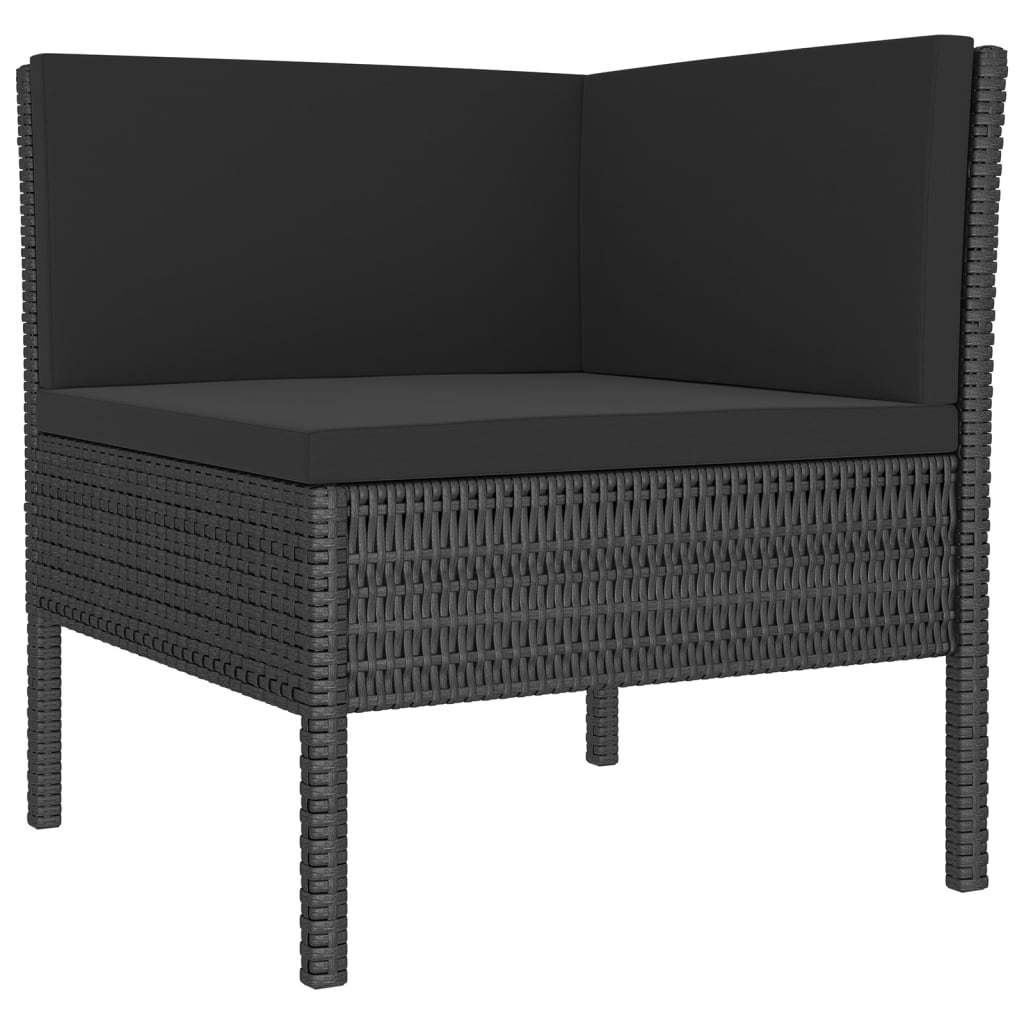 Set mobilier de grădină cu perne, 6 piese, negru, poliratan