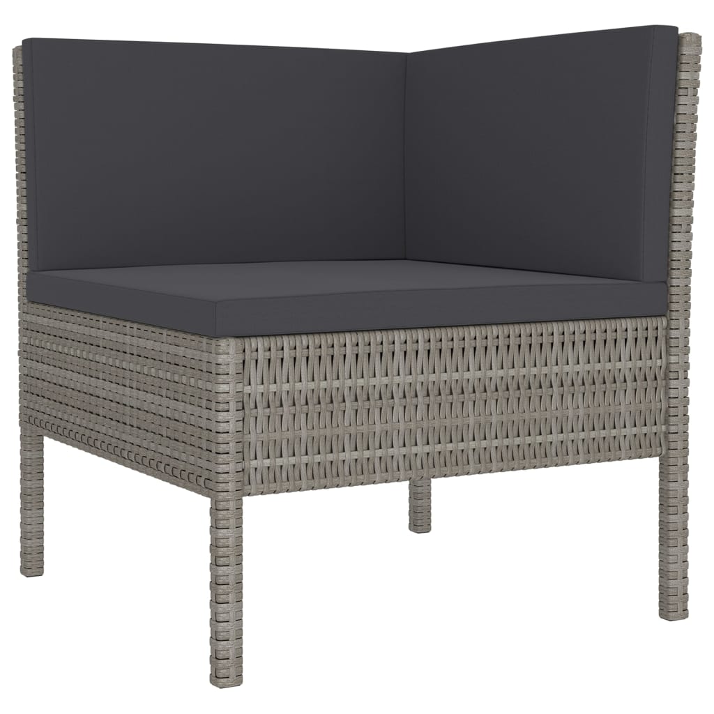 

vidaXL 6-delige Loungeset met kussens poly rattan grijs