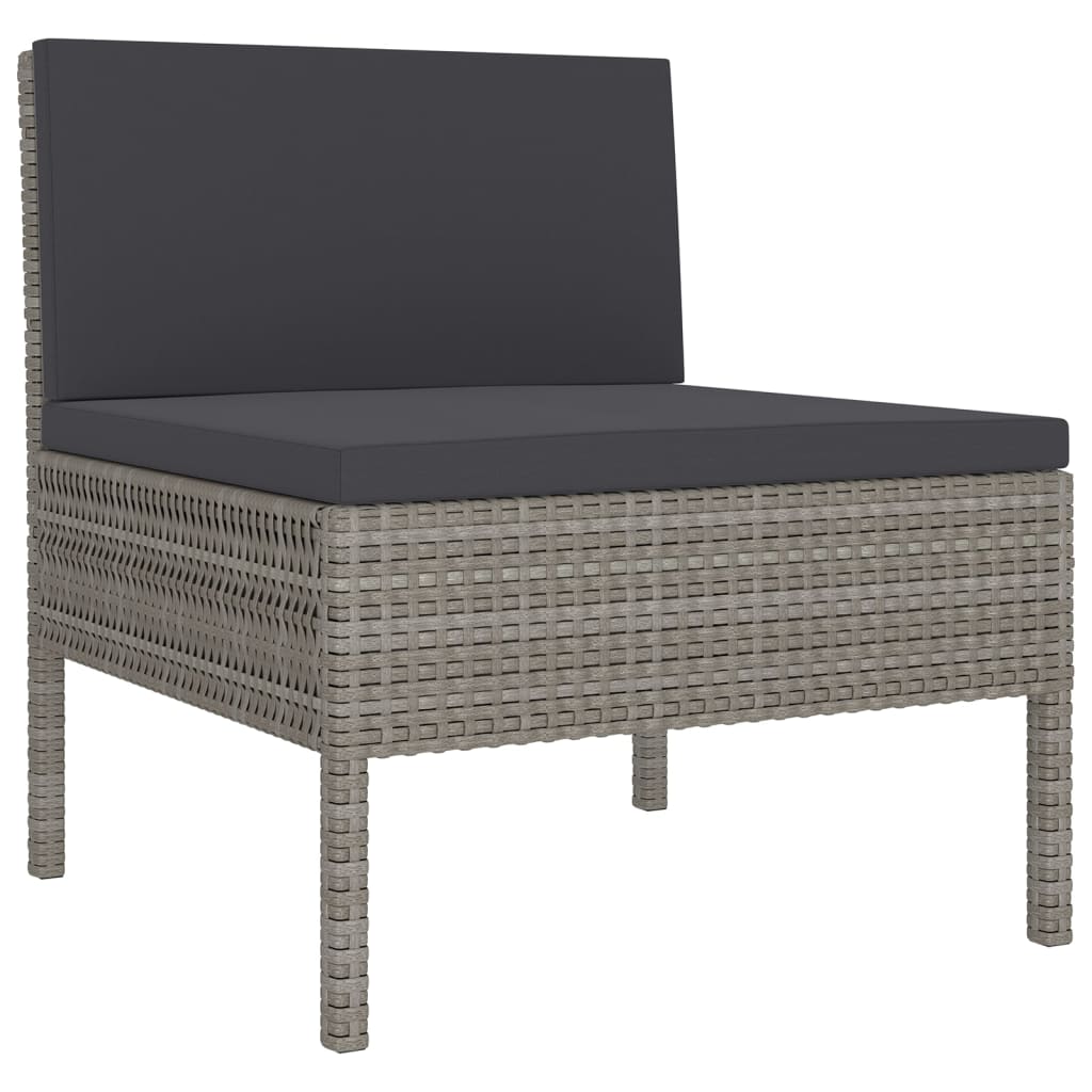 vidaXL 6-delige Loungeset met kussens poly rattan grijs afbeelding