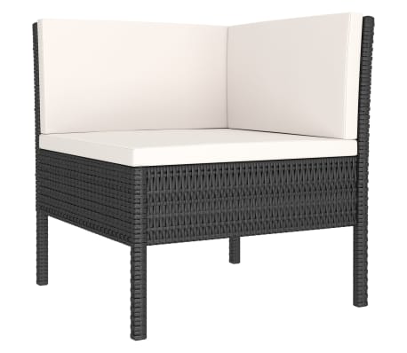 vidaXL 8 Piece Garden Lounge Set with Cushions Poly Rattan Black