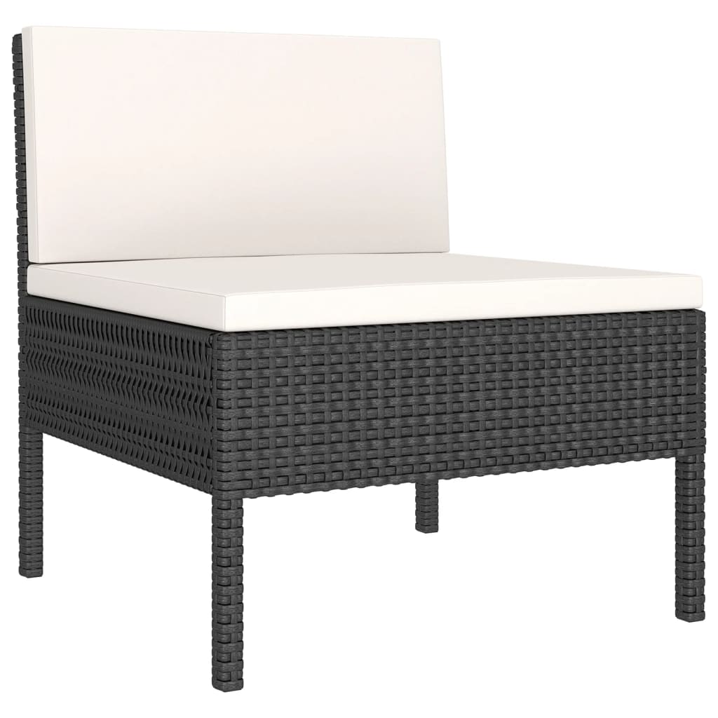 vidaXL 5-delige Loungeset met kussens poly rattan zwart afbeelding