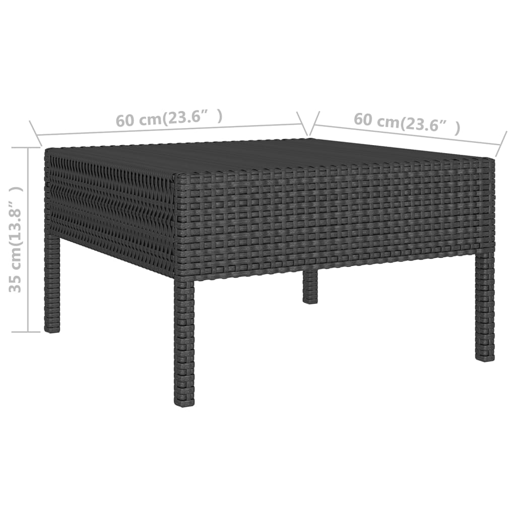 Zestaw wypoczynkowy rattan PE, czarny, kremowe poduszki, 60x60x35 cm