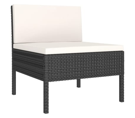 vidaXL Salon de jardin 5 pcs avec coussins r&eacute;sine tress&eacute;e noir