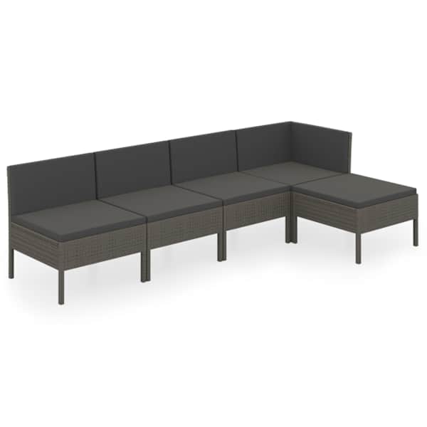 vidaXL 5-osaline aiam&ouml;&ouml;blikomplekt istmepatjadega, pol&uuml;rotang, hall