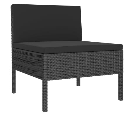 vidaXL 5 Piece Garden Lounge Set with Cushions Poly Rattan Black