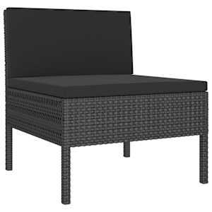 vidaXL 5 Piece Garden Lounge Set with Cushions Poly Rattan Black