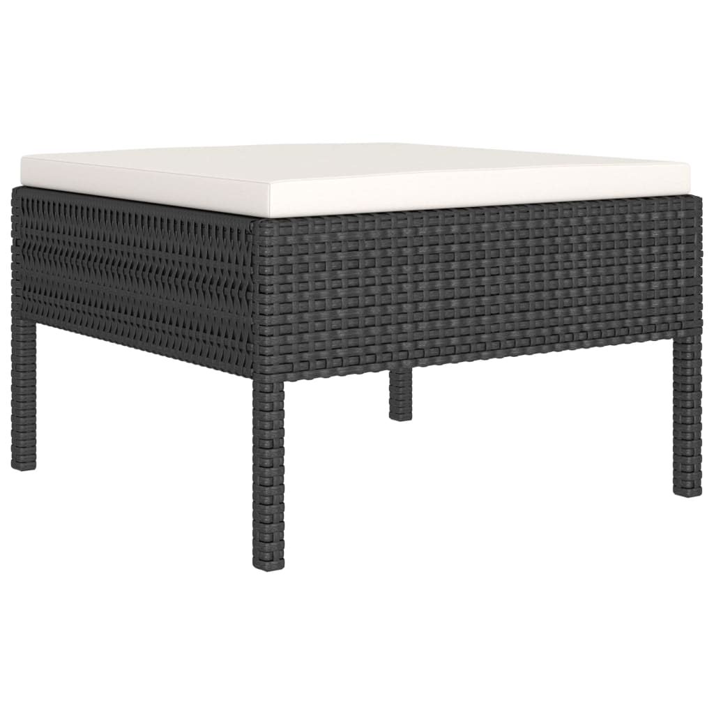 Set mobilier de grădină cu perne, 6 piese, negru, poliratan