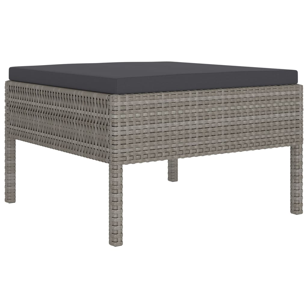 

vidaXL 6-delige Loungeset met kussens poly rattan grijs