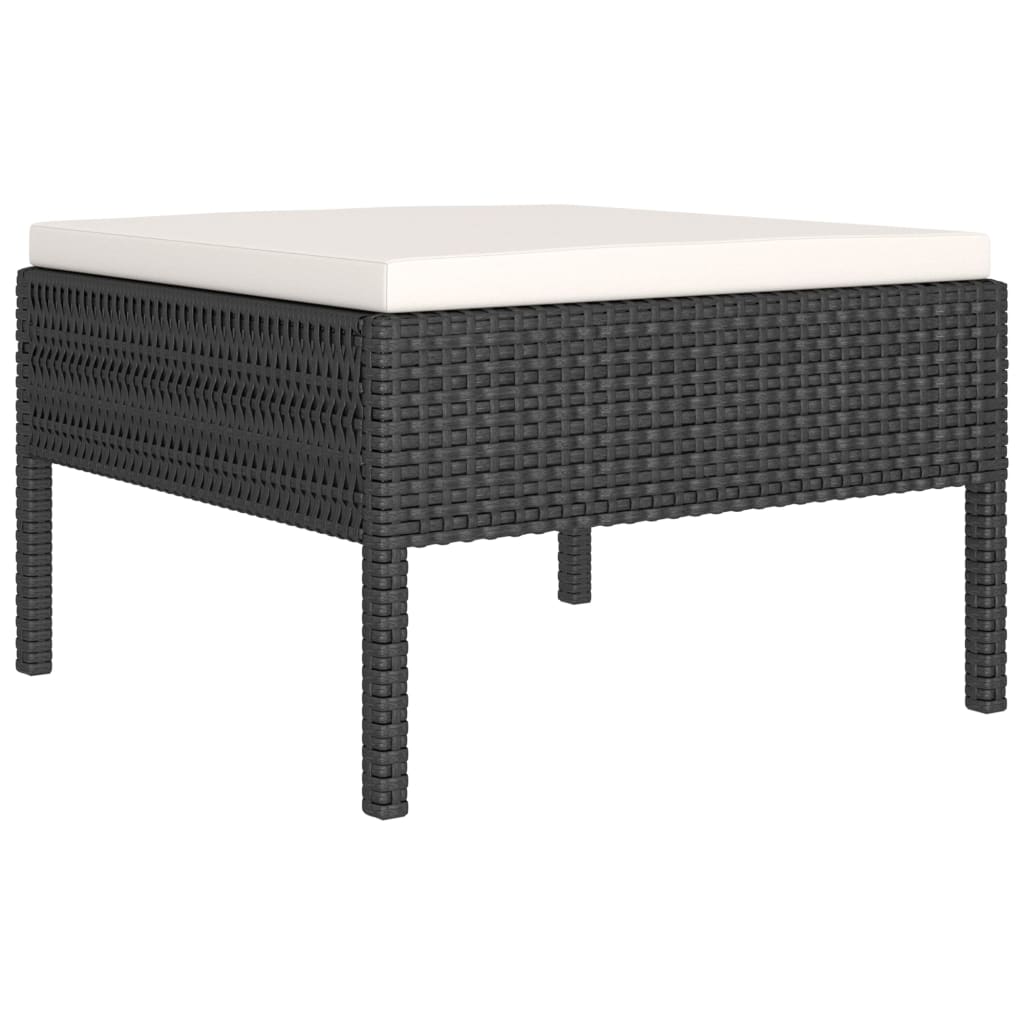 Set mobilier de grădină cu perne, 8 piese, negru, poliratan