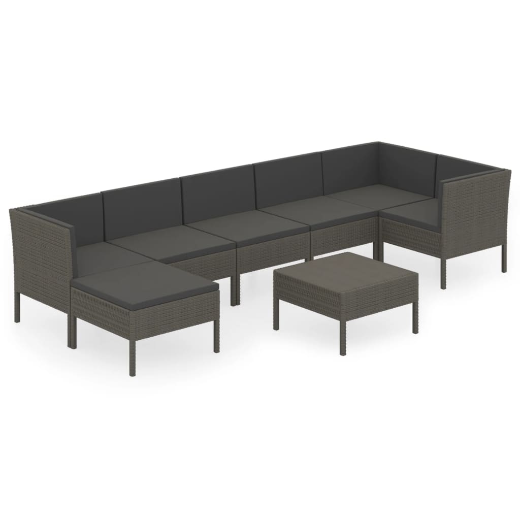 Chill 9-Piece Outdoor Lounge Set with Cushions, Grey Poly Ra