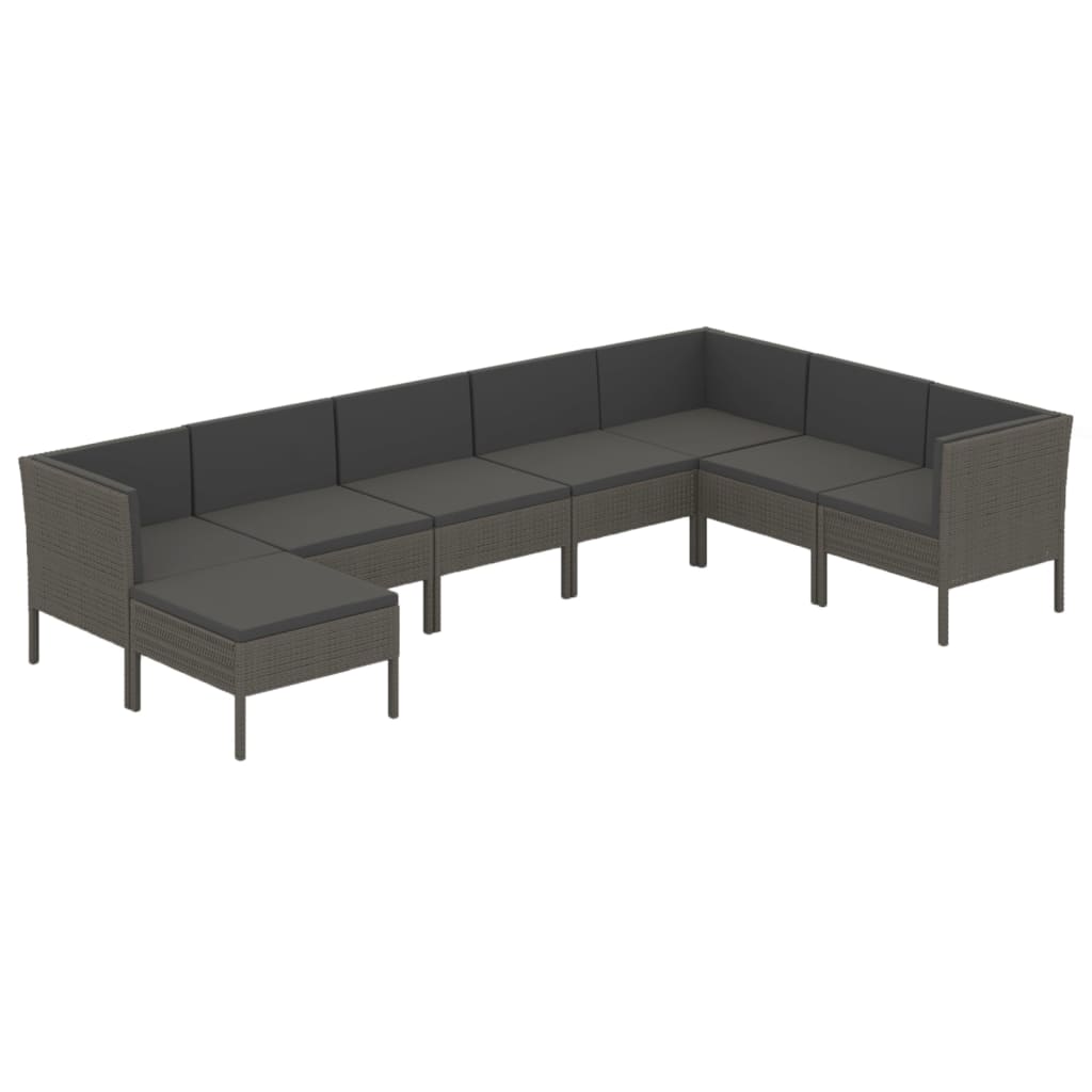 Thumbnail - vidaXL 8-tlg. Garten-Lounge-Set mit Auflagen Poly Rattan Grau