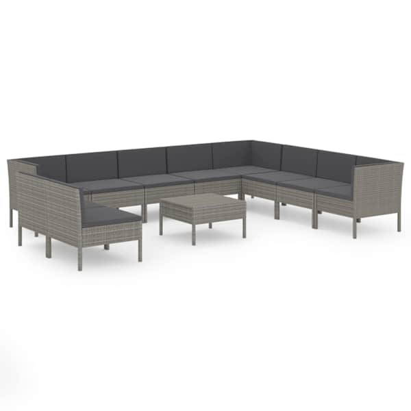 vidaXL 11-osaline aiam&ouml;&ouml;blikomplekt istmepatjadega, pol&uuml;rotang, hall