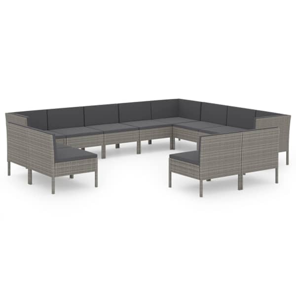 vidaXL 12-osaline aiam&ouml;&ouml;blikomplekt patjadega, pol&uuml;rotang, hall