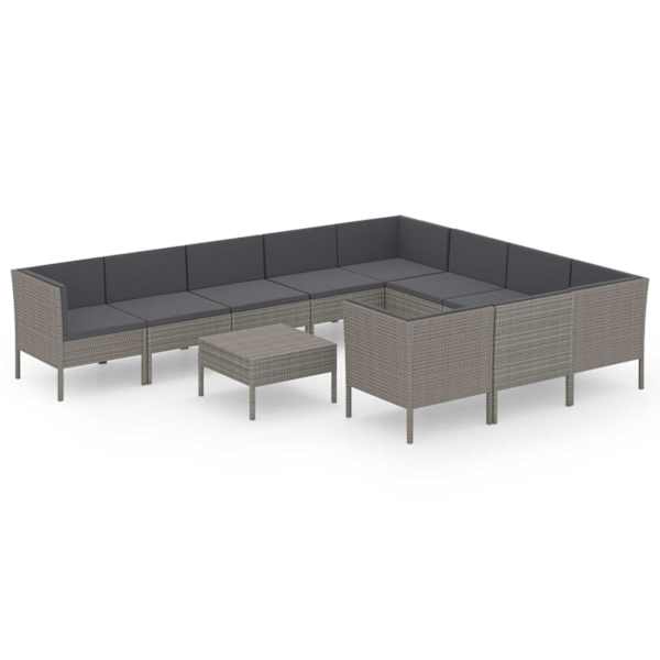 vidaXL 11-osaline aiam&ouml;&ouml;blikomplekt istmepatjadega, pol&uuml;rotang, hall