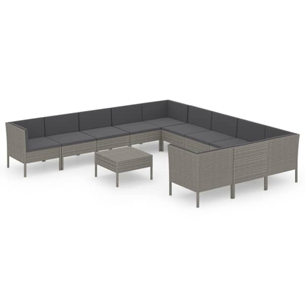 vidaXL 12-osaline aiam&ouml;&ouml;blikomplekt patjadega, pol&uuml;rotang, hall