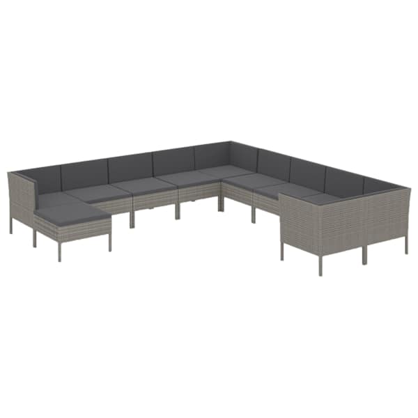 vidaXL 11-osaline aiam&ouml;&ouml;blikomplekt istmepatjadega, pol&uuml;rotang, hall