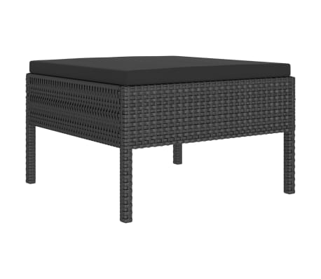 vidaXL Salon de jardin 7 pcs avec coussins R&eacute;sine tress&eacute;e Noir
