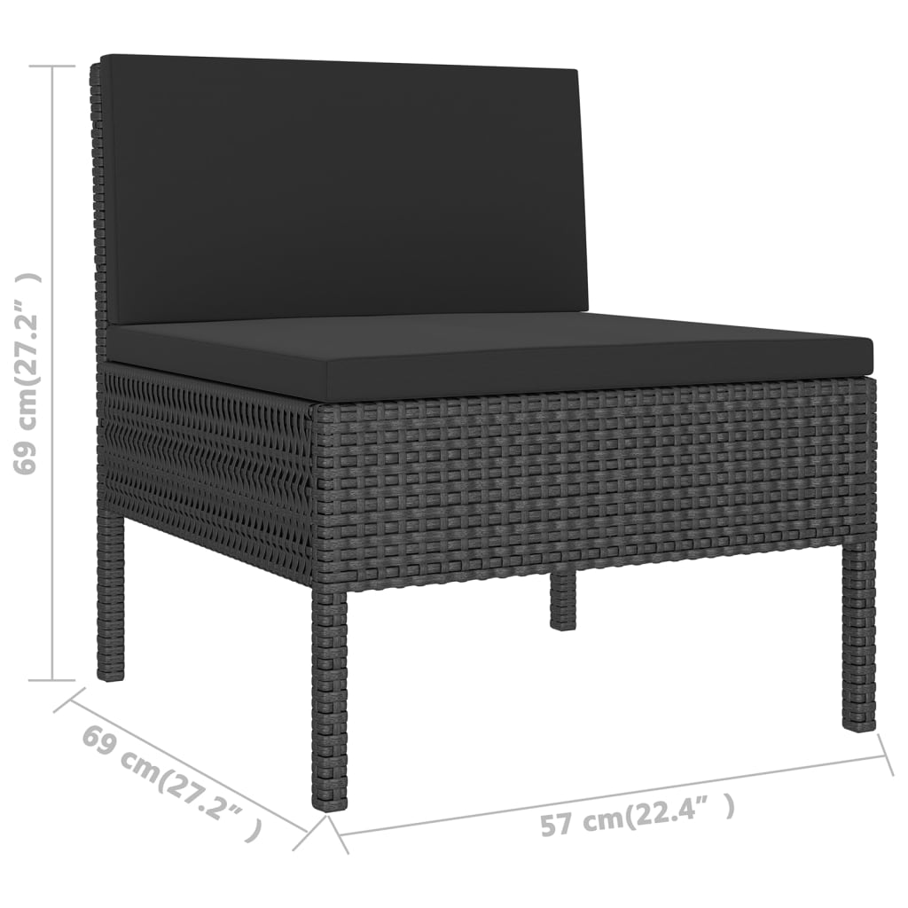 Zestaw mebli ogrodowych rattan PE, czarny, 60x60x35 cm