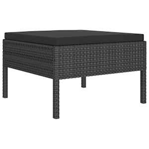 vidaXL 10 Piece Garden Lounge Set with Cushions Poly Rattan Black