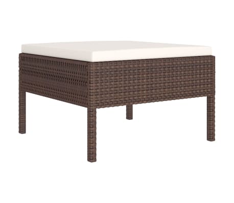 vidaXL Garden Lounge Set Brown PE Rattan, Powder-Coated Steel, Polyester