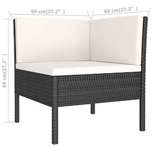 11dílná zahradní sedací souprava s poduškami polyratan černá - obrázek 9
